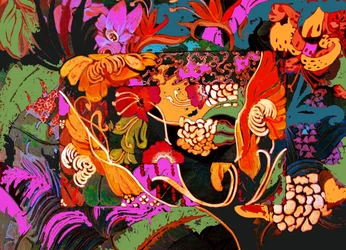 Bloemencollage, 2016 (gemengde techniek)