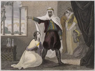 De ontvoering van de mooie Zhoraydah, illustratie uit Histoire des pirates et corsaires de l