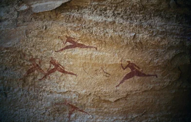 Boogschutters rennen, grotschildering, Tassili n