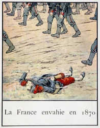 Frankrijk binnengevallen in 1870 (een soldaat dood op het slagveld) - in "Petite histoire de France" door Jacques Bainville, ed. Mane
