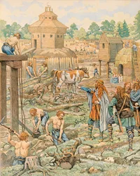 Geschiedenis van België: Clodion le Chevelu (rond 390-rond 450), koning van de Franken, vestigde zijn hoofdstad in Doornik (Tournay), Privécollectie