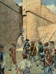 Napoleon I Bonaparte (1769-1821) verkend bij het fortplein van Antibes op 10 augustus