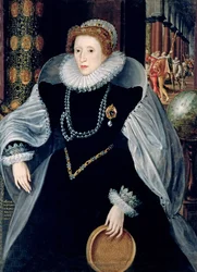 Zeefportret van koningin Elizabeth I in ceremoniële kleding, c.1583